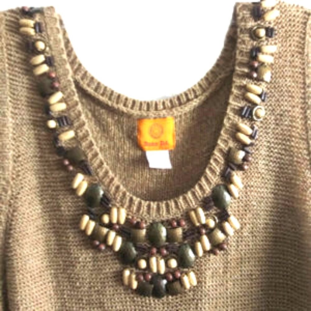 Ruby Rd. Beaded Neck Knit Shell Top - image 3